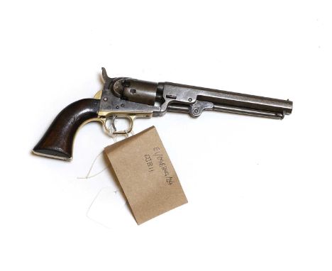 A Colt model 1849 pocket revolver  Serial number 81014, .31 calibre the octagonal barrel, brass trigger guard and grip frame 