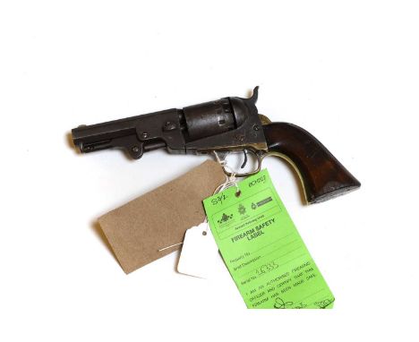 A Colt Manhattan percussion six-shot revolver circa 1860, possibly series two,.31 calibre, numbered 26333, with walnut and br