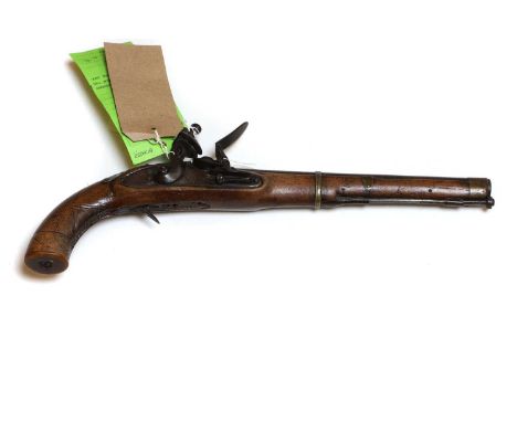 A percussion travelling pistol  English, 19th century 11.5cm barrel together with percussion pistol 25.5cm barrel (2)  Proven