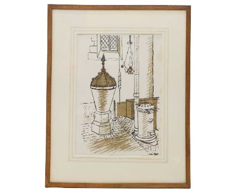 ▲ John Piper CH (1903-1992) A church interior, from ‘England at work and play under wartime conditions' portfolio, lithograph