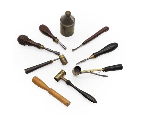 A collection of shotgun reloading material together with Rangeon oil bottleShipping Disclaimer Buyers must be aware of their 