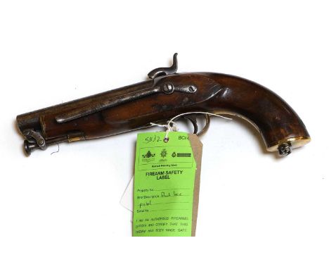 A percussion constabulary percussion pistol 19th century, Barnes, Londonthe walnut frame with brass mounts15cm barrelProvenan