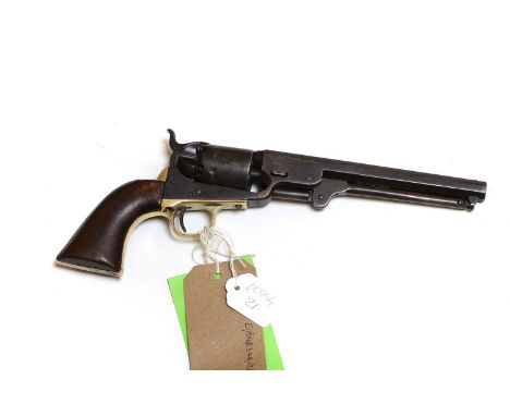 A Navy Colt six shot revolver  Serial number 203824, .36 calibre  having octagonal barrel, brass trigger guard and grip frame