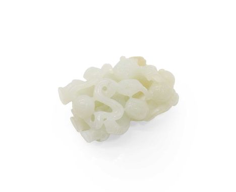 A Chinese jade carving, 20th century, of three boys playing with brocaded balls, 7.5cm highCondition ReportModern. No obvious