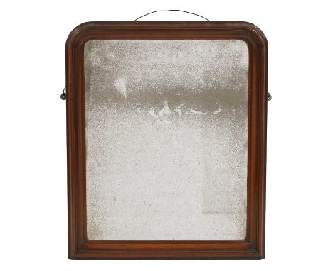 A Victorian mahogany mirror 19th century, the foxed plate within a moulded and shaped frame, probably previously part of a dr