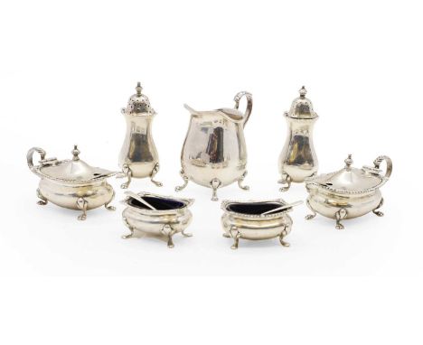 A collection of silver items to include a pair of salt and pepper shakers, by Harrison Brothers &amp; Howson, Sheffield 1905,