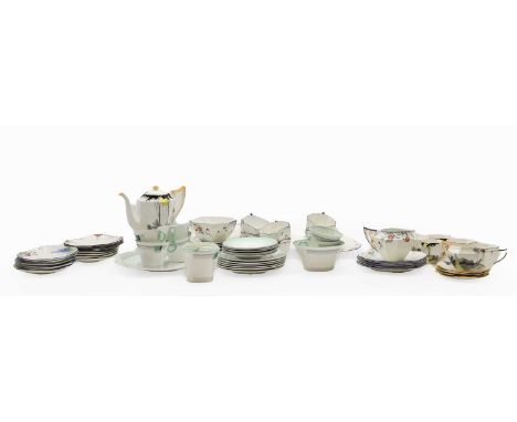 A quantity of Shelley Queen Ann and other teawares,  mid 20th century, to include tall trees pattern,  the coffee pot, 19cm h