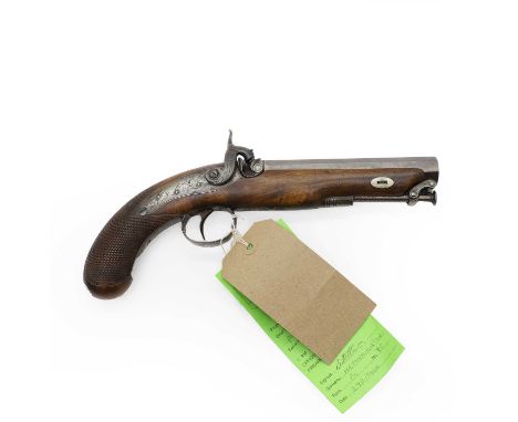 A Burrow of Preston percussion pistol  walnut framed with octagonal barrel, 15.5cm barrel  Provenance : from the estate of a 