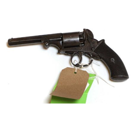 An open framed Webley style revolver George Gibbs, Bristol.38 calibre with chequered butt12cm barrelProvenance : from the est