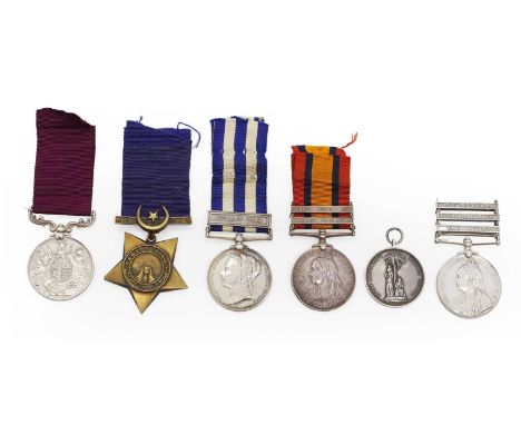 A selection of Victorian medals,  comprising a South African Medal named to ' 6360 Pte. C. Bone Northampton: Regt.' with Cape
