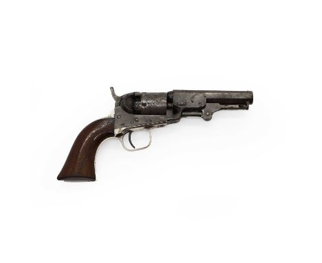 A Colt 1849 pocket revolver 1849 Colt pocket revolver, manufactured 1859,serial number 155746,.31 caliber with stagecoach sce