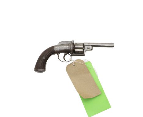A percussion transitional six shot revolver the fluted cylider, engraved Roberts, Londonwith chequered walnut grip9cm barrelP