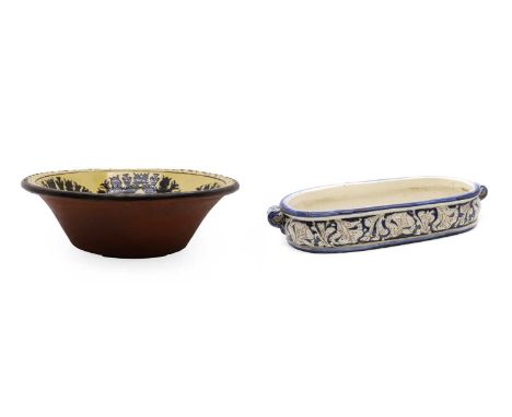 An Aberdeen pottery bowl late 19th centurywith scaffito decoration with inscription 'Mrs Fanny Rogers, 33 York Street, Aberde