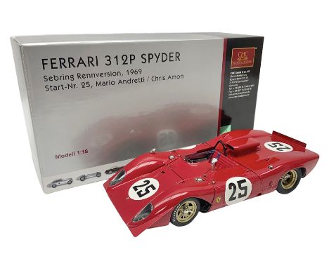 CMC 1:18 Scale Model of a Ferrari 312P Spyder 'Sebring Rennversion, 1969, Start-Nr. 25, Mario Andretti / Chris Amon'; manufac