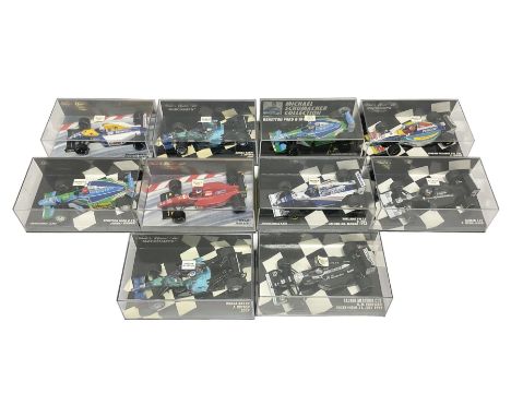 Pauls Model Art Minichamps Formula - ten 1:43 scale die-cast models of racing cars in plastic display cases (10)Condition Rep
