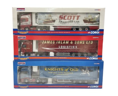 Corgi - three 'Hauliers of Renown' limited edition 1:50 scale heavy haulage vehicles comprising CC13705 Scania R Series Topli