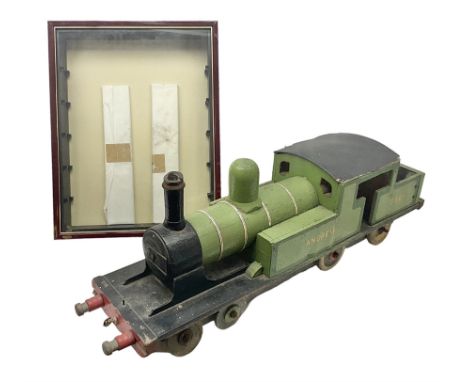 1960s scratch-built green, black and red painted wooden model of a 4-6-0 tank locomotive 'Andrew' No.7365 L88cm; and an unuse