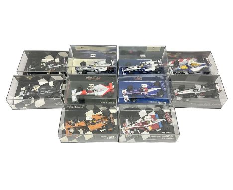 Pauls Model Art Minichamps Formula - ten 1:43 scale die-cast models of racing cars in plastic display cases (10)Condition Rep