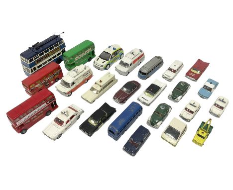Corgi/Dinky - twenty-four unboxed and playworn die-cast models, predominantly emergency vehicles and buses; including Autocar