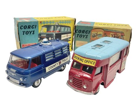 Corgi - Commer Police Van with flashing light No.464 and Chipperfield's Mobile Booking Office No.426; each in original box wi