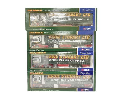 Corgi - four limited edition 1:50 scale Eddie Stobart heavy haulage vehicles comprising CC13401 MAN TGA Curtainside; CC12901 