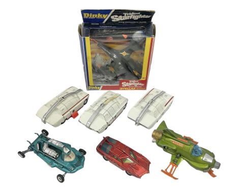 Dinky - Trident Starfighter No.362; boxed; and six unboxed and playworn TV/Film related models comprising three Maximum Secur