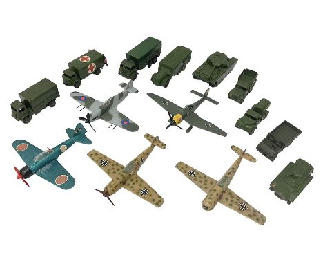 Dinky - nine unboxed and playworn military vehicles Nos.622, 623, 626, 641, 643, 651, 676, 677 & 821; together with five mili