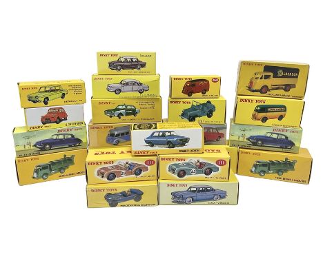 Dinky (Atlas Editions) - twenty-two cars and commercial vehicles comprising two x 555, two x 530, two x 111; two x 25V, 24M, 