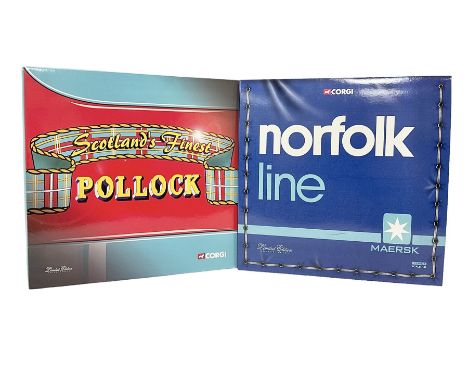 Corgi - two limited edition 1:50 scale heavy haulage vehicle sets comprising CC99129 Norfolk Line with DAF XF Super Space Cab