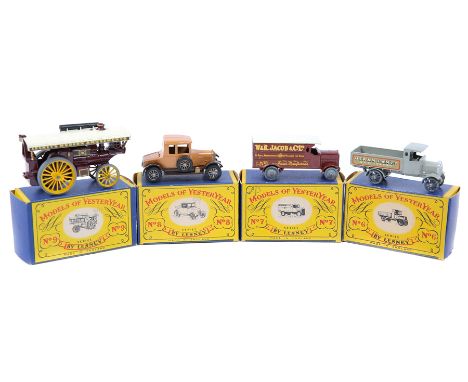 4 1st series Matchbox Yesteryear. No6 AEC Y Type Lorry, ‘Osram Lamps’. No7 4 Ton Leyland Lorry, Jacbobs. No8 1926 Bull Nose M