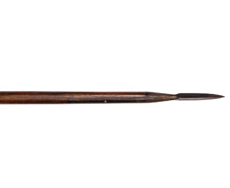 A Victorian boarding pike,  triangular section head 5”, on 8” tangs to haft, one stamped N/ broad arrow/ EFD/ inspector’s mar
