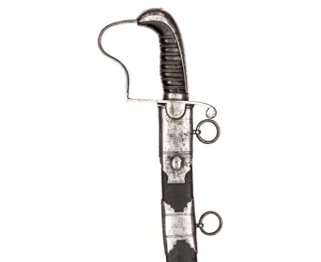 An officer’s service sword, c 1810, of Captain Charles Diggle, 52nd Regiment, plain curved, shallow fullered blade 31”, steel