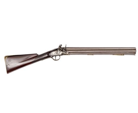 A rare 2nd model 7 barrelled 30 bore Nock flintlock volley gun, c 1790, 37” overall, barrels 20” with deeply struck Tower cro