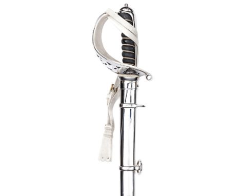 †A George V 1892 pattern Household Cavalry trooper’s sword,  slightly curved, fullered blade 34”, with traces of stamps at fo