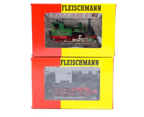 2 Fleischmann HO Gauge steam locomotives. D.R, class 81 0-8-0 tank locomotive 81-007 (4082) in black and red livery. Plus, an