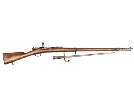 A French 11mm Model 1866-74 Gras bolt action single shot rifle, number M46957, 57½” overall, barrel 32¼”, action engraved “St