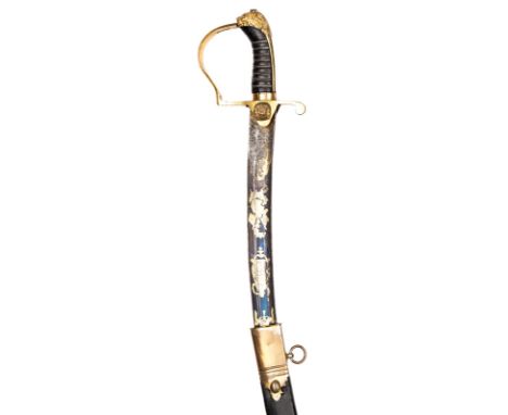 An unusual 1796 pattern sword for an Irish light cavalry officer,  curved, shallow fullered blade 30”, with spear point, by J