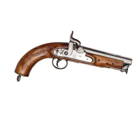 A scarce .56” William IV percussion Sea Service or Coast Guard pistol, 11½” overall, barrel 6” with Enfield ordnance proofs, 
