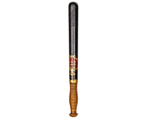 A Vic blackened truncheon, painted “M.S.D./ 1868” in cartouche with ornamental band below (Military Stores Department, R Arse