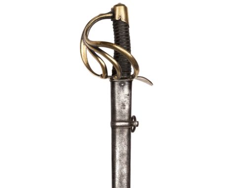 A French Model An XIII heavy cavalry trooper’s sword,  straight double fullered blade 37½”, marked “...re Rle du Klingenthal,