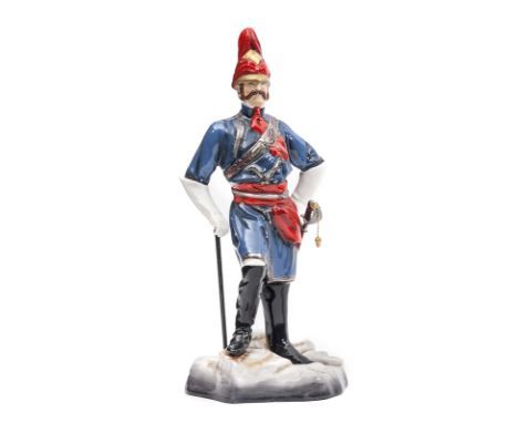 A Michael Sutty painted porcelain figure “Colonel Walter Fane, 19th Bengal Lancers (Fane’s Horse) c 1865”, in full dress with