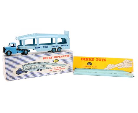 A Dinky Supertoys Pullmore Car Transporter (982). 2nd type with mid blue cab and light blue trailer, ‘Dinky Toys Delivery Ser