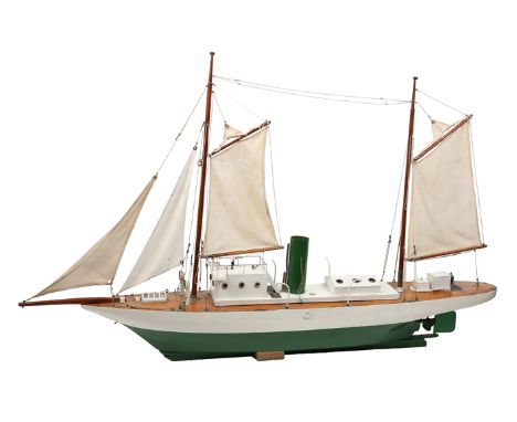 An old model of the Italian Steam Yacht ‘Electra’. A model based on the yacht owned by Marconi in the 1930’s. Of wooden const