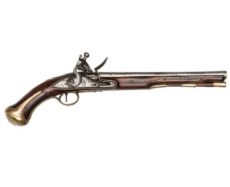 A .56” Tower Heavy Dragoon flintlock holster pistol c 1780, 19½” overall, barrel 12” with ordnance proofs, the line engraved 