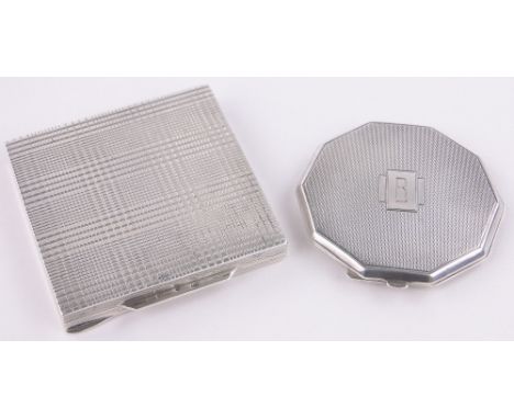 2 Engine turned silver compacts,1 marked 800.