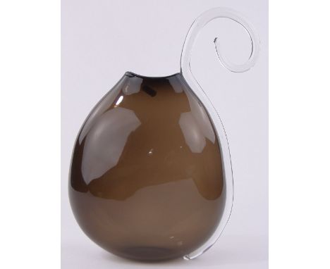 A Taurus brown Studio glass vase by William Yeoward for Loco,height to rim 12".