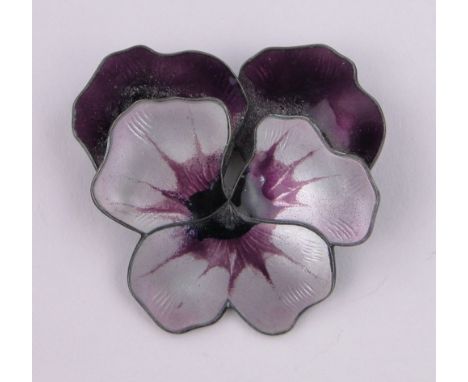 A Norwegian sterling silver and 2 colour enamel floral brooch by David Andersen,width 48mm.