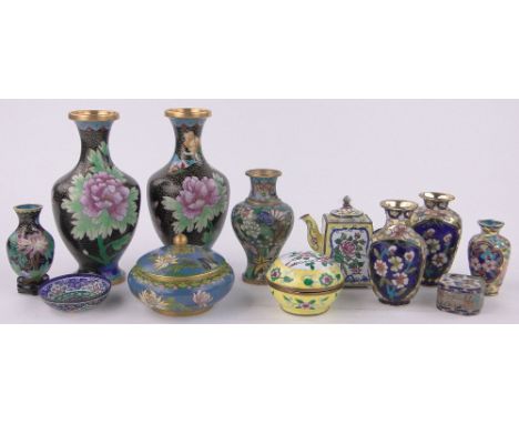 A group of Oriental Cloisonne enamel items.