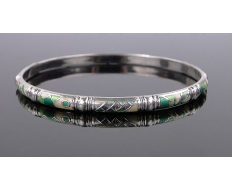 A silver and coloured enamel bangle,marked 925S and impressed N.