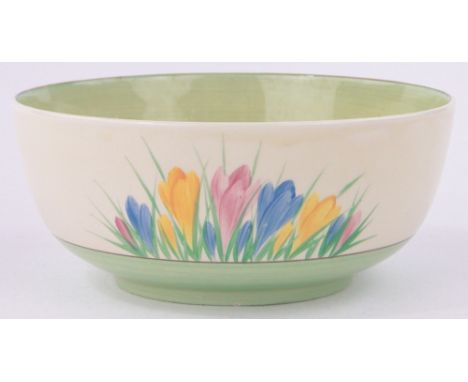 A Clarice Cliff Crocus pattern fruit bowl,diameter 8.5", height 3.5".
